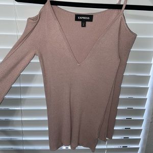 Express Pink Rib Knit Top